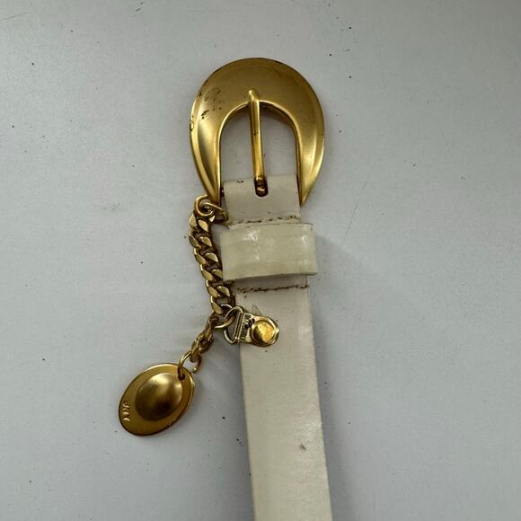 Vintage 1980s Ivory Gold Buckle Jones New York Belt Made in Taiwan - Picture 5 of 7